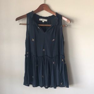 LOFT Navy sleeveless blouse size S
